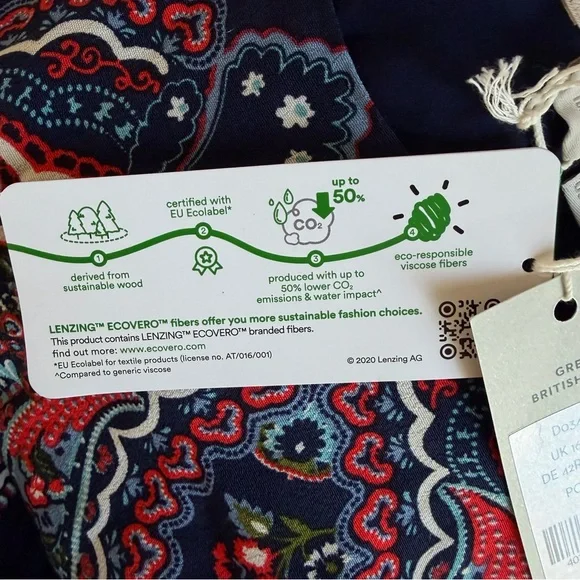 New! Boden Blue Botanic Paisley Smocked Cuff Midi Dress Size 12R 36068 - Picture 9 of 16